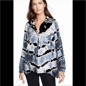 Young Fabulous & Broke (YFB) Zola velvet tie dye button-down top